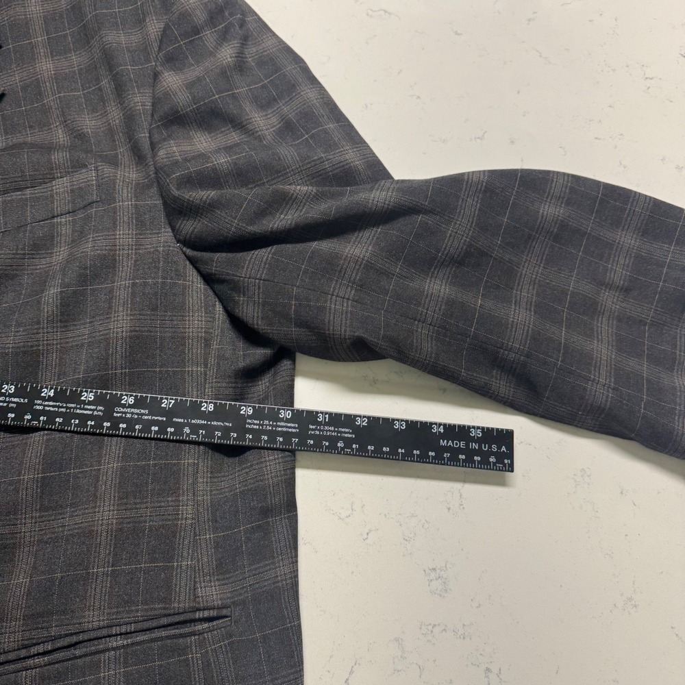 Oak Hill Plaid Sport Coat Mens 4XL (58R 60R) Dark Gray Check Two Button Blazer - Picture 7 of 10